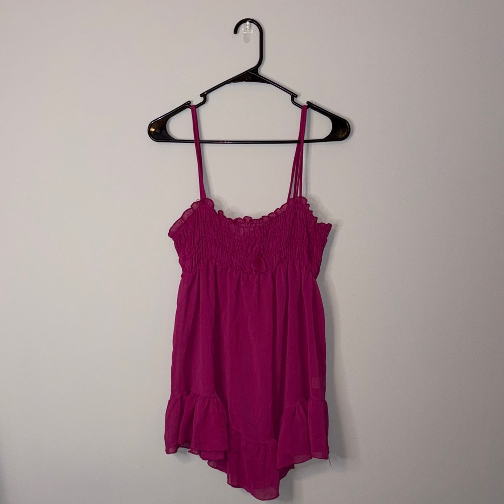 BKE Magenta Ruffle Trim Chemise Women’s Large
